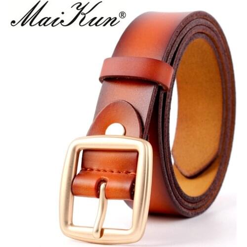 Vintage Metal Cowskin Leather Belts for Women Strap Female Pin Buckle Fashion Women Belts High Quality Famous Brand Designer