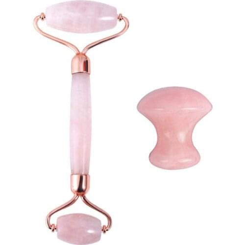 Facial Massager Rose Quartz Roller Pure Natural Crystal Jade Spatula Jade Roller Massage Slimming Massager Skin Care Tools