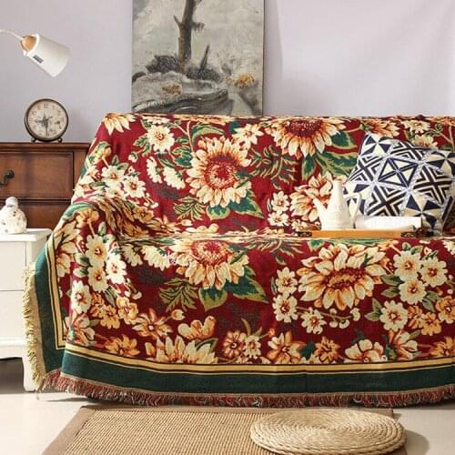 Fashionable double-sided cotton blanket non-slip geometry knit flower pattern thickening throw blanket Sofa blanket towel