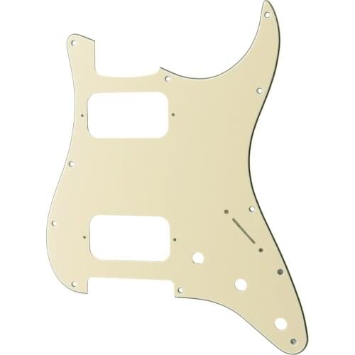 Musiclily Pro 11 Holes Round Corner HH Strat Pickguard for American/Mexican Fender Standard Stratocaster, 3Ply Cream