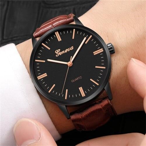 Watch Male 2020 Erkek Kol Saati Men Watch Pu Leather Analog Quartz Casual Business Luxury Clock Relogio Masculino Rose Gold Case