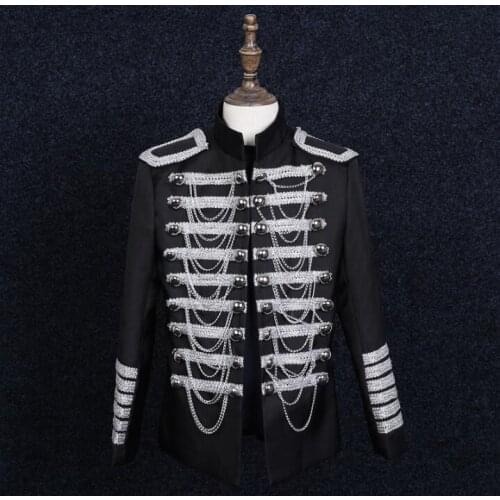 Palace blazer men suits designs jacket mens stage costumes for singers clothes black star style dress punk rock masculino homme