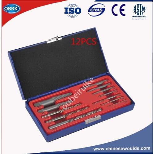 12PCS Screw Thread Cutting Tools Broken Screw Extractor Puller Set