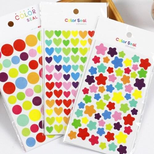 6pcs/set Rainbow Stars Love Stickers DIY Photo Album Hand Account Diary Decoration Stickers Childrens rewards Stationery