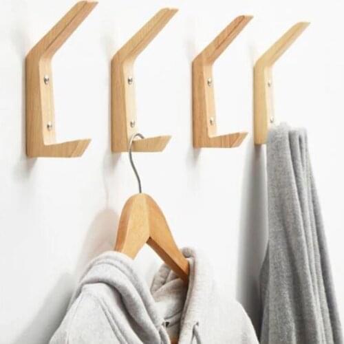 Wall Towel Hook Wood Home Decorative Hooks Natural Simple Japanese Style Coats Hat Clothes Hanging Rack
