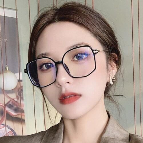 Women Anti Blue Light Glasses Frame Oversized Mental Eyewear Women Men Eyeglass Frame Spectacles Transparent Frames