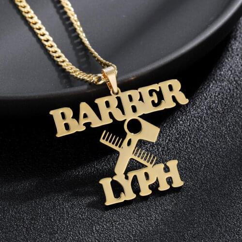 Personalized Charm Scissors Name Necklace Stainless Steel Custom Name Pendant Nameplated Cuban chain Necklaces Jewelry Gift