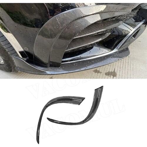 2pcs Dry Carbon Fiber Front Fog Lamp Fin Splitters Air Vents Trim Canards for Mercedes Benz GLE Class W167 GLE53 AMG SUV 2020 UP