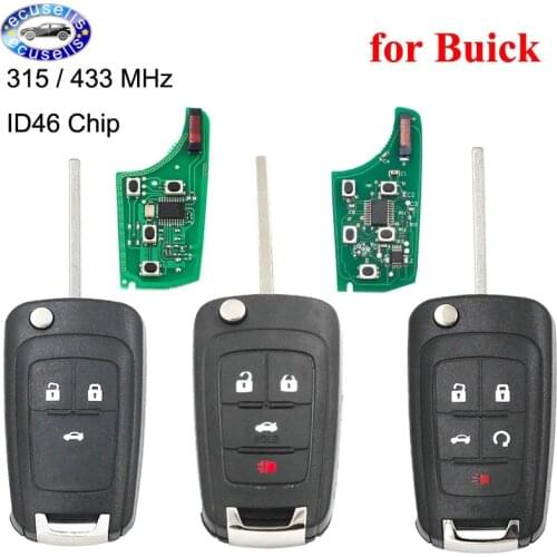 Remote Key 3/4/5 Button For Buick LaCrosse Regal Verano Encore Allure 315/433MHZ With ID46 Chip HU100 Blade