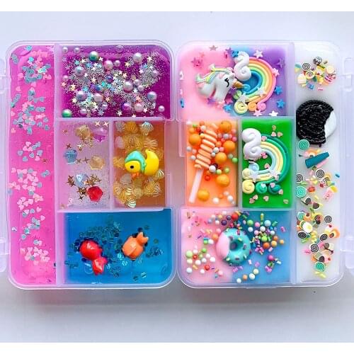 Colorful Mixing unicorn slime DIY Rainbow Slime Squishy Antistress Kids Foam Ball Cotton Slime Toy For Candy Plasticine Toy Gift