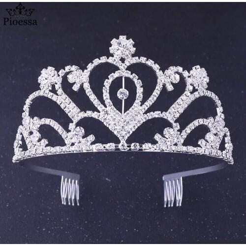 Pioessa Luxury Bridal Tiaras Queen Pageant Wedding Crystal Rhinestones Princess Crown with Comb Exquisite Headband for women