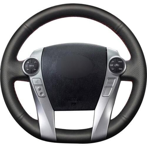 DIY Personalized Super Soft Black Leather Car Steering Wheel Cover For Toyota Prius 30(XW30) 2009-2015 Prius C(US)2012-2017