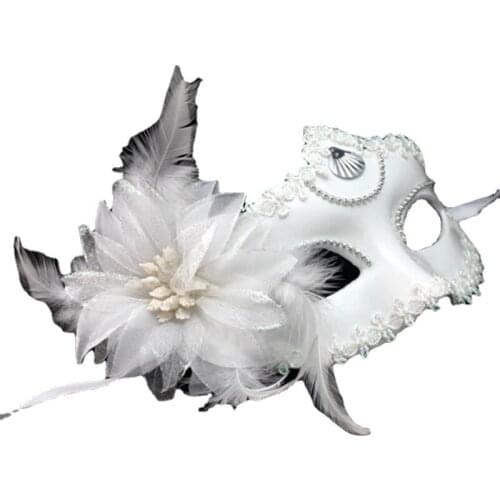 Sexy Lady Black White Lace Feather Flower Eye Masks For Masquerade Party Dance Costume Halloween Half Face Mask Decor