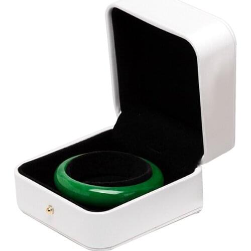 New High-end Pu Leather Golden Lock Flat Brushed Jewelry Ring Bracelet Box 4 Color Available Built-in Card Slot Removed For Girl