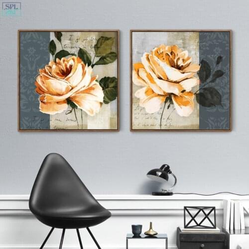 SPLSPL Retro White Flower Oil Painting Abstract Home Decor Wall Art Print Canvas Poster Painting for Living Room No Frame