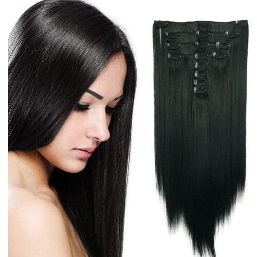 StrongBeauty 20inches Long Straight Full Head Synthetic Hair Clip in Hair Extensions 8pcs 190g COLOUR CHOICES