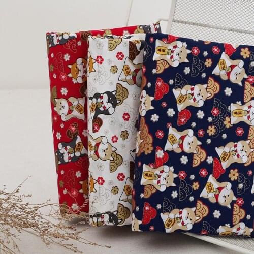 Japanese style cats and dogs thick cotton Fabric for diy handmade clothes, table cloth, curtain bedding ,patchwork home decor