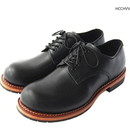 First Layer Cowhide Goodyear-Welted Craft Round Head Leather Shoes Vintage Casual Mens Shoes Luxury Mens Derby Shoes