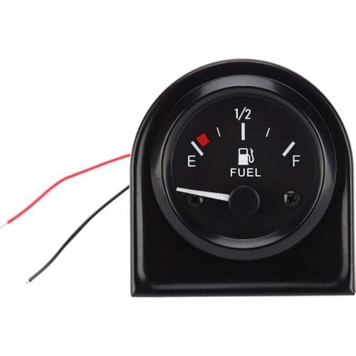 12V 2" 52mm Universal Car Fuel Gauges SUV Gas Temp Oil Temp Meter with Fuel Sensor Panel White LED Light Black Shell