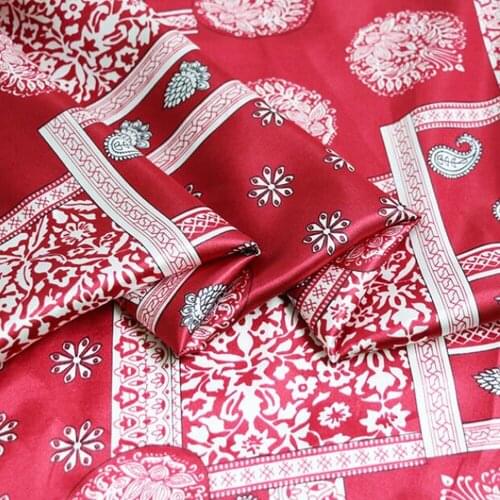 Ethnic Fashion Print Satin Soft Fabric DIY Material for Craft Ribbon Scarf