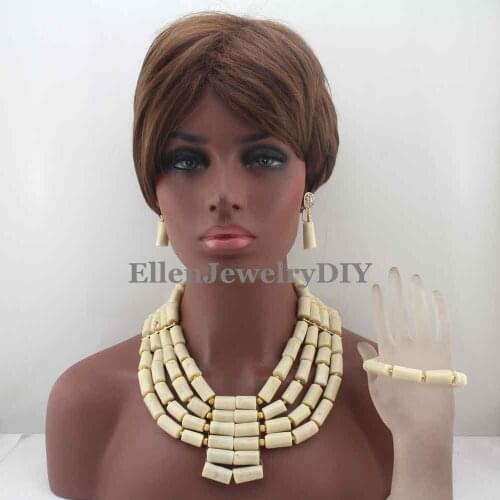 Gorgeous White Coral Necklaces Nigerian African Wedding Coral Beads Jewelry Set Free Shipping W13365