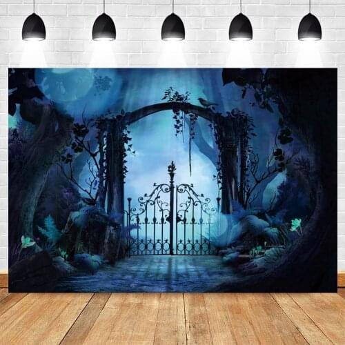 Yeele Halloween Backdrop Baby Photographic Night Iron Gate Crow Stone Moonlight Background Photography Photo Studio Photophone