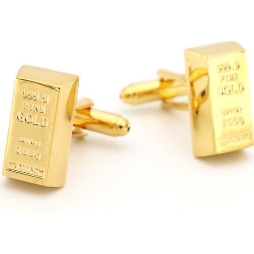 Mens Bullion Cuff Links Copper Material Golden Color