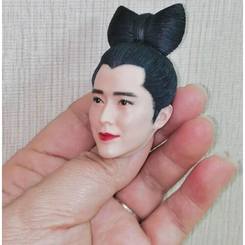 In Stock 1/6 Scale PVC Female Head Sculpt Carved Ghost Story Wang Zuxian with Bow Hairsty Model for 12'' Body