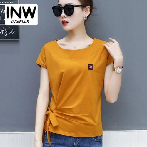 Ete Women T-shirts Plus Size Batwing Sleeve Tshirt For Women 2018 New Summer T-shirt Bow Cotton Tops Tees Femme Poleras Mujer