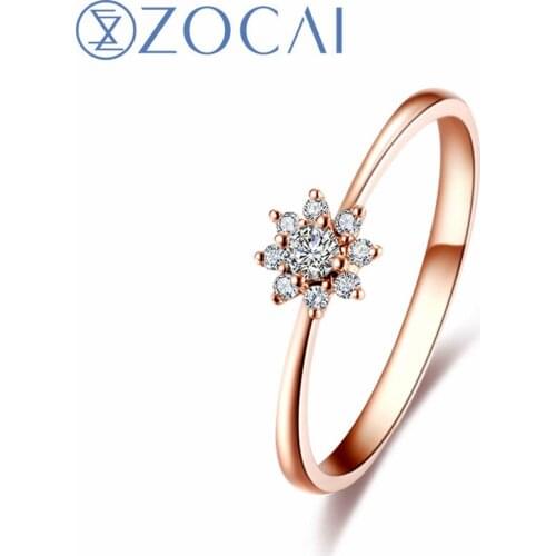 ZOCAI Style Ring Sun flower Total 0.12 CT Diamond Ring with Real 18K Rose Gold (Au750) W80109T_1