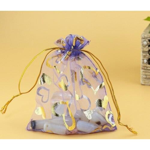 100pcs Bronzing Purple Bag Drawstring bag jewelry packaging bags for tea/gift/food/candy small transparent pouch Yarn bag 13x18