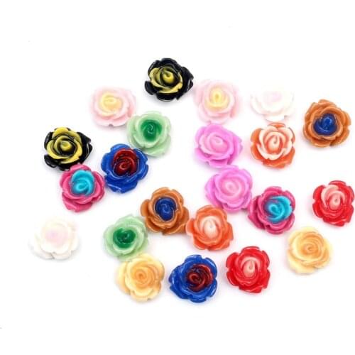 100Pcs Mixed Flower Resin Crafts Christmas Decoration Flatback Cabochon Embellishment For Scrapbook DIY Accessories 10mm