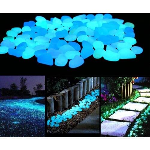 100PCS Luminous Stones Decoration Glow In The Dark Fish Tank Garden Pebbles Rocks for Garden Walkways Path Patio LawnYard Garden
