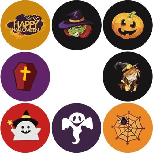 500pcs/Roll Halloween Stickers Round Gift Bag Pumpkin Witch Sticker Candy Package Halloween Gifts Handmade Self Adhesive Sticker