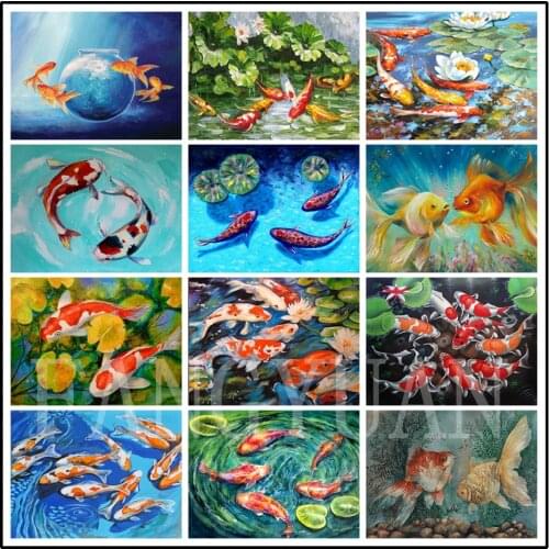 5D Diamond Painting Animal Diamond Mosaic Rhinestone Embroidery Goldfish Diy Round Diamond Cross Stitch Kits Wall Art Pictures