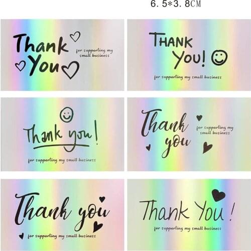 60pcs/Pack Laser Thank You Stickers Rectangular Holo Adhesive Small Business Sticker Labels for Handmade Goods,Wrapping Supplies