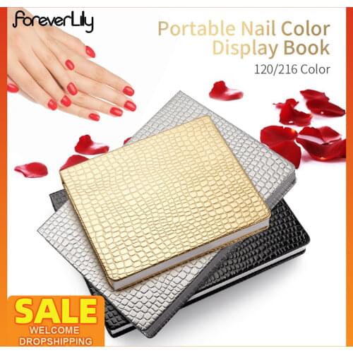 120/216 Colors Nail Display Book 240PCS False Nails Set Fake Nails Color Showing Chart Art Nail Tips Storing Cards Shelf Book