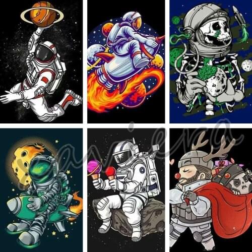 Xaviera 5D Diy Diamond Painting Space Astronaut Cartoon Embroidery Full Square Drill Mosaic Rhinestone Cross Stitch Crafts Gifts