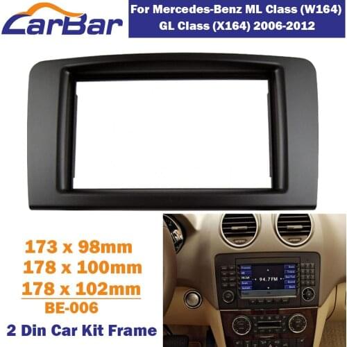 CarBar Double 2 Din Car Radio Fascia for Mercedes Benz ML GL Class W164 X164 2006-2012 Stereo Fascia Dash Dashboard Frame