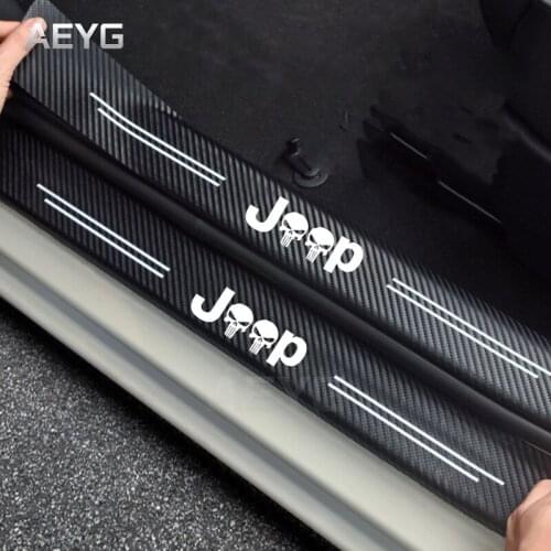 Car Door Threshold Carbon Fiber Scuff Plate Sticker For Jeep Ranegade Patriot Wrangler Grand Cherokee Copass Trail Hawk Rubicon