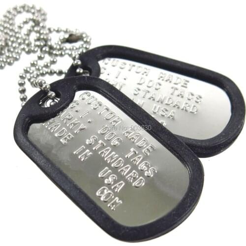 Free shipping! Stainless Steel Dog Tag Necklaces Pendant Blank, Military Dog Tag with Silencer 100Sets