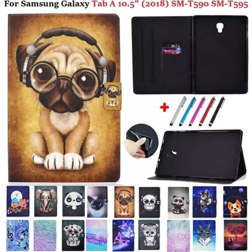 Tablet Case for Samsung Galaxy Tab A 10.5 inch T595 T590 Folio Flip Animal PU Leather Funda Cover for Samsung Tab A 10 5 SM-T590