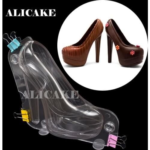 3D Polycarbonate Chocolate Mold for Chocolates High Heels Shoes Bakery Form Mould Tray Cake Decoration Baking Pastry Tools