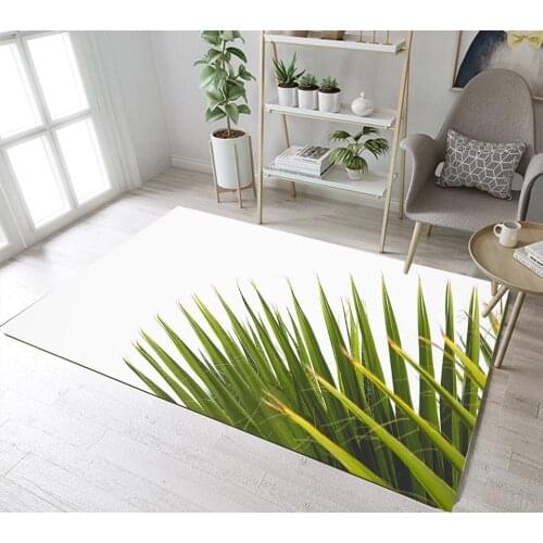 INS Style Green Banana Leaf White Indoor Childrens Carpets Living Room Floor Cushion Kitchen Area Rugs Bathroom Non-Slip Mat