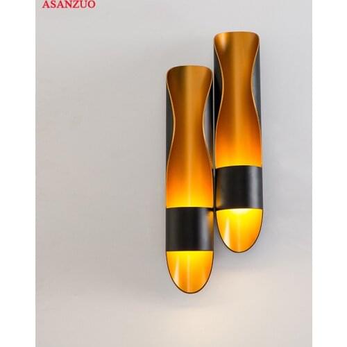 Nordic creative personality Wall Light for Restaurant Lamp Aluminum Pipe Golden Single Head Double heads bedroom bedside lights