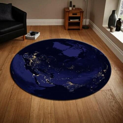 World,Earth,Space 1 Patterned Round Carpet, Non Slip Floor Carpet