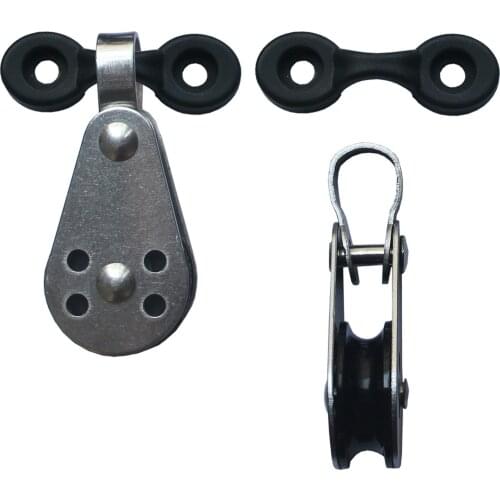 MagiDeal 2 Stainless Steel Pulley Block & 2 Pad Eyes Set for Kayak Anchor Trolley Kit Canoe Pulley Block