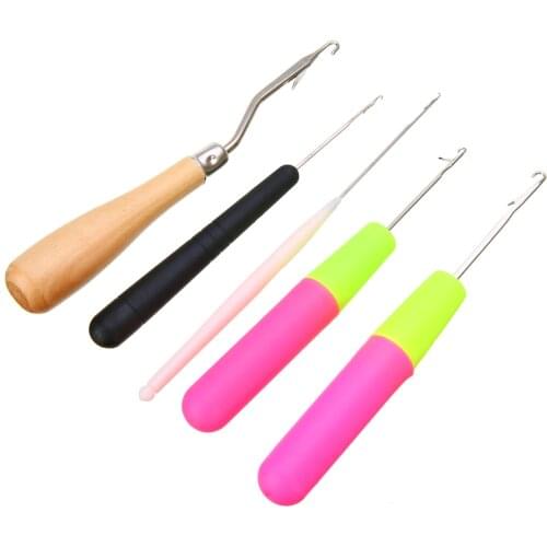 Mayitr 1Set/5PCS Plastic Crochet Needle Braiding Latch Hook Weaving Hair Dreadlock Craft Sewing Loom Tools Accessory Knitting