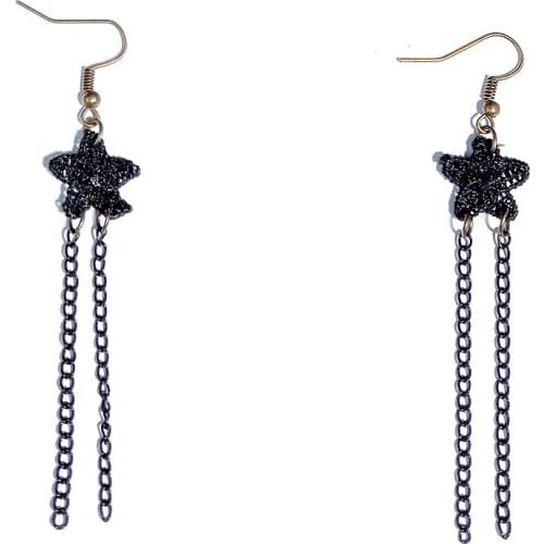 Fashion Jewelry Ladies Lace Earrings New Five-pointed Star Shape Tassel Pendant Earrings Female Statement Earrings