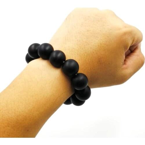 Mens Agates Bracelet Natural Black Frosted Agates Stone Bracelets